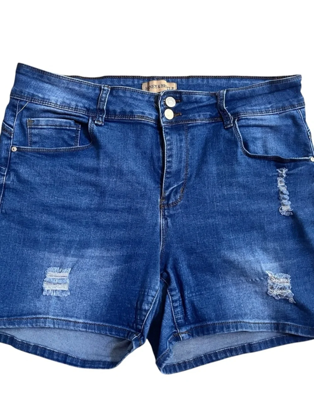 Honey & Bristle Blue Denim Stretchy shorts size 18